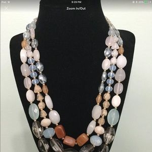 Natural stone 3 strand boho gypsy necklace jewelry